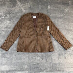 Old Navy houndstooth Small Brown Plaid Coat Dark Academia Preppy Grandpa Blazer